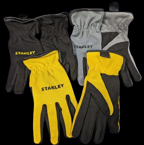 Stanley Multi-Purpose Utility Mechanics Gloves LARGE Black Yellow Gray CASE of 108 Pairs