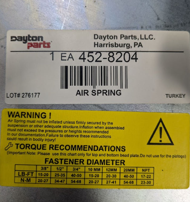 Dayton Parts Air Spring Bag 4528204 W013588204 1R12508 getexcess