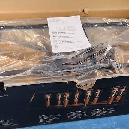 Carter Long Pendant By Artika 8 Bulb Gold Black OPEN BOX