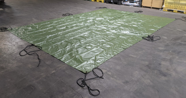 Military Surplus Ammo Tarp GREEN 12' x 17' Tie Ropes and Grommets Cover Tent Trailer