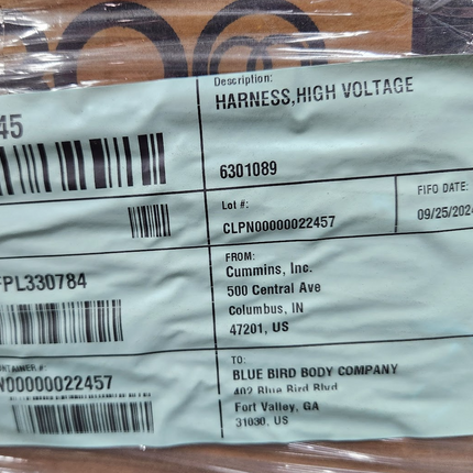 10076345 EV Charging Cable Harness High Voltage Cummins 6301089