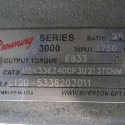 Browning Series 3000 Gear Reducer 1750 RPM 25:1 Ratio 6833 Torque MBN 3362 - getexcess
