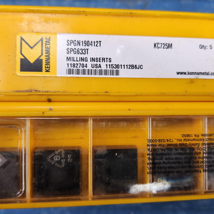 SPGN190412T Kennametal Stainless KC725M Grade Carbide Milling Inserts Pack of 5 - getexcess