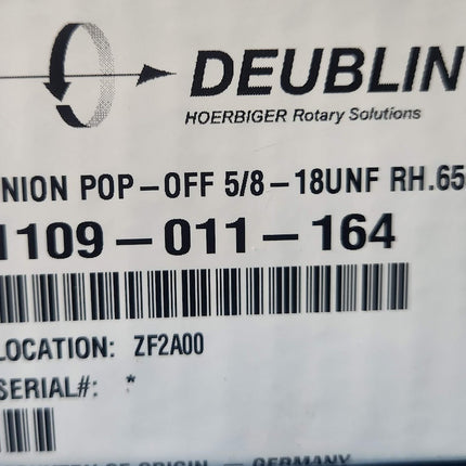 Deublin Union Pop-Off 1109-011-164 5/8" UNF RH 0.655" pilot 3/8" NPT