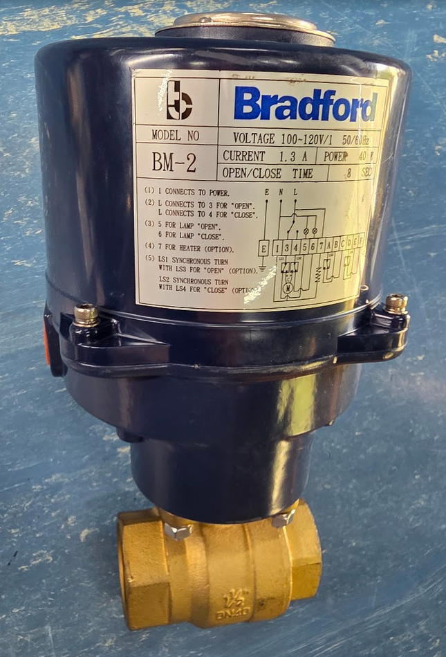 Dixon Bradford BM-2 Motorized Electric Brass Ball Valve 1 1/2" 1.5"