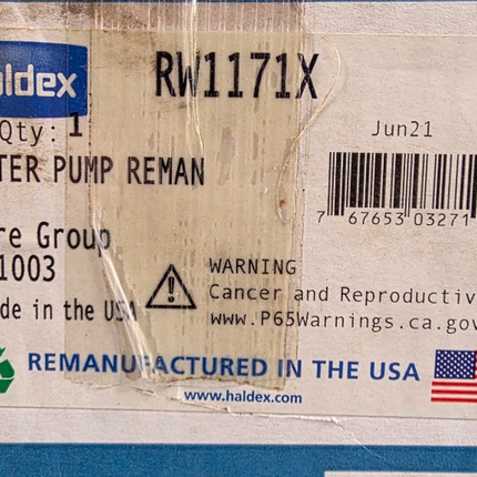 Haldex RW1171X Reman Water Pump for Cummins Small Cam FFC Engine