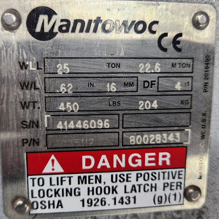 McKissick Crosby 25 Ton Boom Hook Snatch Block Two Sheave Crane 80028343