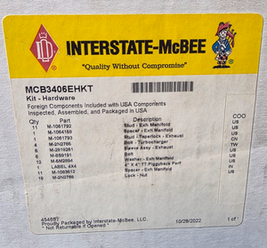 Interstate McBee Exhaust Maniofold Hardware Kit MCB3406EHKT 340094 Cat 3406E 15.8 Engine