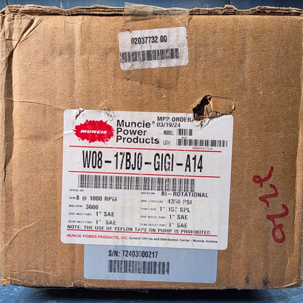 WO8-17BJO-GIGI-A14 Muncie Hydraulic Gear Pump PTO Optimum W