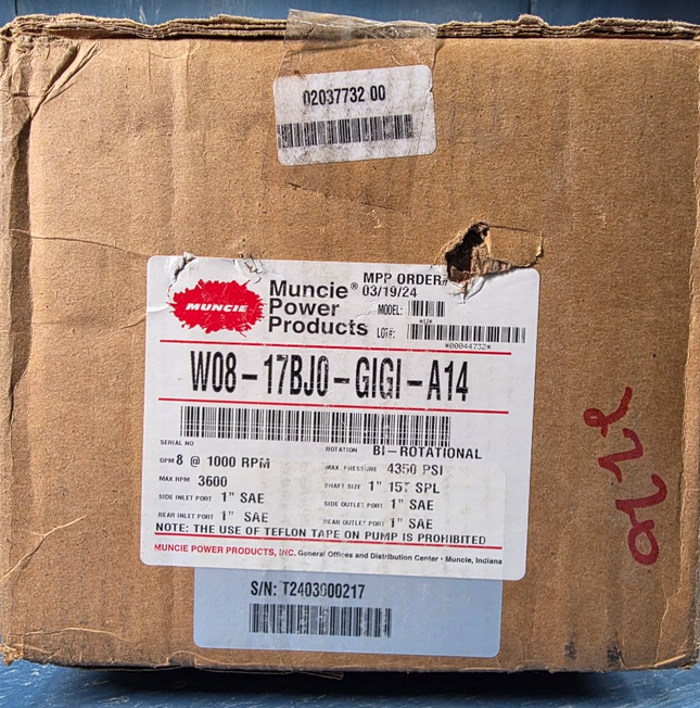 WO8-17BJO-GIGI-A14 Muncie Hydraulic Gear Pump PTO Optimum W