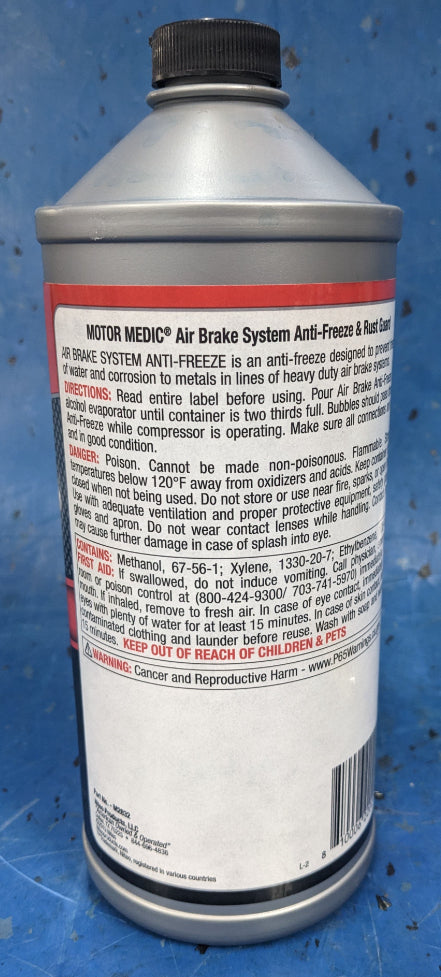 Motor Medic Air Brake System Anti-Freeze Conditioner Rust Guard 32 oz 1 qt