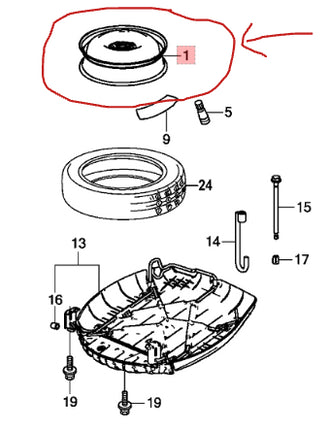Honda J17x4T DOT Black Steel Spare Wheel 42700-TP7-A51 5x114.3 5x4.5 17"