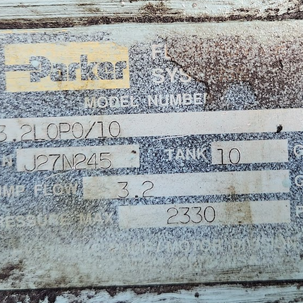 Parker Fluid Systems H13.2L0P0/10 Fixed Displacement H-Pak Hydraulic Power Unit