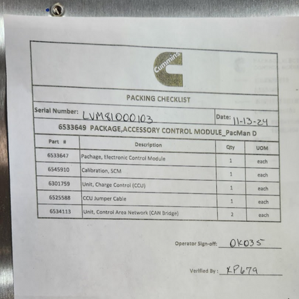 10082834 EV Bus Kit LCM ECM SCM Control Module Cummins 6533649 194 kWh T3RE