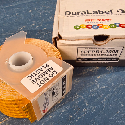 DuraLabel 8PFPR1-2008 DLP300 2x60 Yellow Prismatic Reflective Tape