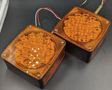 2X PAIR Dual Face Square Red Amber 45 LED Pedestal Fender Turn Light 4.5” Stud Mount Truck Bus