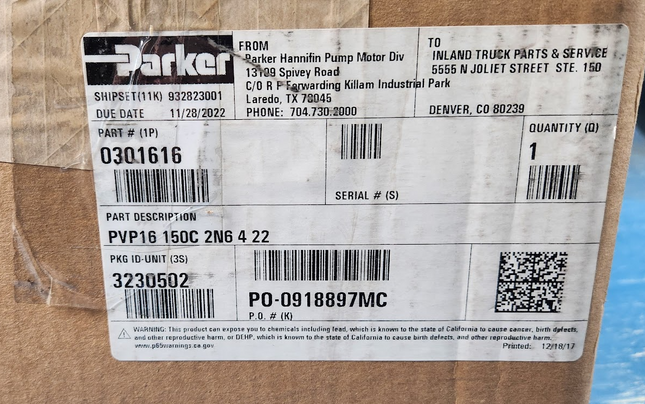 Parker 0301616 Hydraulic Piston Pump Med Duty PVP16-150C-2N6-422 - getexcess