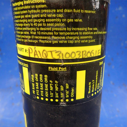 PA1QT31003B0G1F 3" Bore 3000 PSI Piston Hydraulic Accumulator Manitowoc