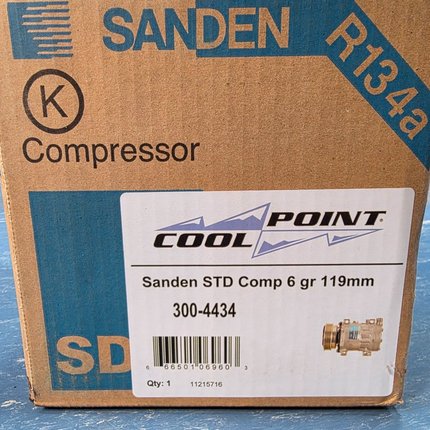 Sanden 300-4434 R134a SD7H15 AC Compressor A/C Clutch 6 Groove 119mm