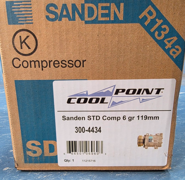Sanden 300-4434 R134a SD7H15 AC Compressor A/C Clutch 6 Groove 119mm - getexcess