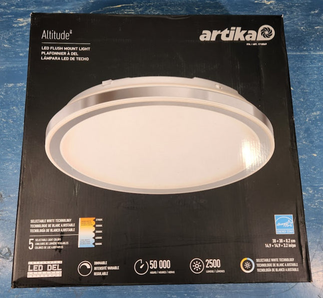 Artika Altitude LED Flush Mount 15" Light 5CCT Black Colors OPEN BOX