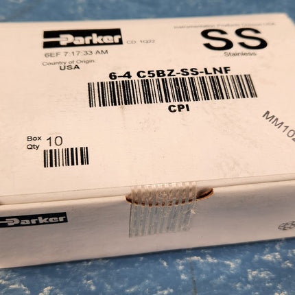 6-4-C5BZ-SS-LNF Parker Stainless Fitting 90 Degree Elbow Male O-Ring 3/8" (10) TEN PCS