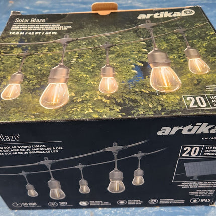Artika Blaze 20 LED Bulb Outdoor Solar String Lights Matte Black