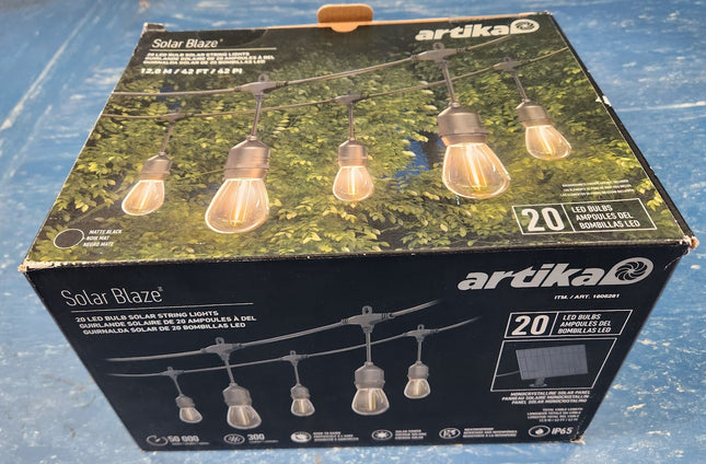 Artika Blaze 20 LED Bulb Outdoor Solar String Lights Matte Black