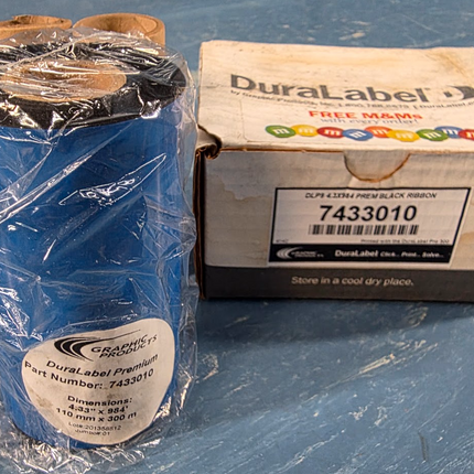 DuraLabel 7433010 4.33" x 984' Premium Black Resin Thermal Transfer Ribbon 110mmx300m