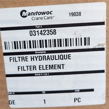 Manitowoc Crane Care Hydraulic Filter Element  03142358 Filtre Hydraulique