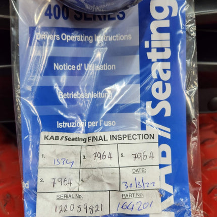 KAB 411 Mechanical Suspension Seat 400 Series Black Vinyl Tractor Construction