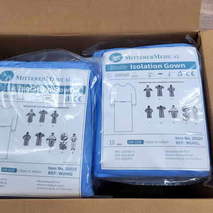 Non Medical Isolation Gown Blue Elastic Cuff Evolite CASE of 100 PCS
