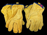 Lined 100% Split Cowhide Leather Gloves Driving, Construction, Farming XL 2 Pack