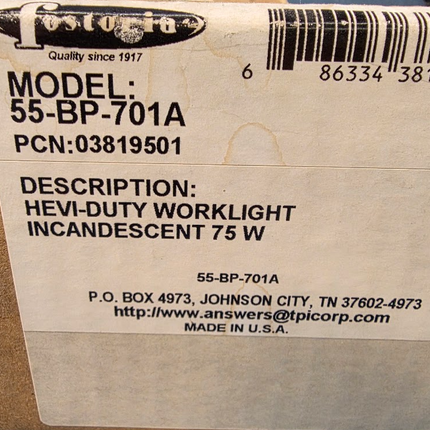 Fostoria Heavy Duty Worklight Incandescent 75W 55-BP-701A
