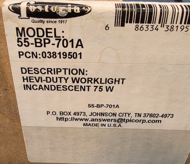 Fostoria Heavy Duty Worklight Incandescent 75W 55-BP-701A - getexcess