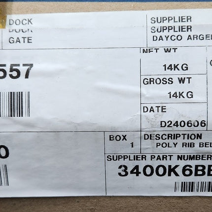 Dayco 10076557 Serpentine Drive Belt 7.3L Ford Sheave 6 Rib 3400 mm 133.85”