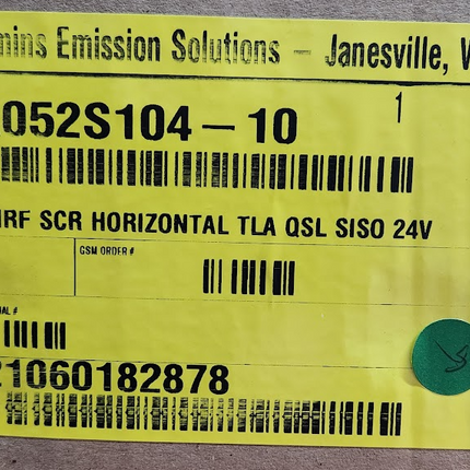 Cummins Emission Solutions A052S104-10 DPF T4 MRF SCR Horizontal TLA QSL SISO 24V - getexcess