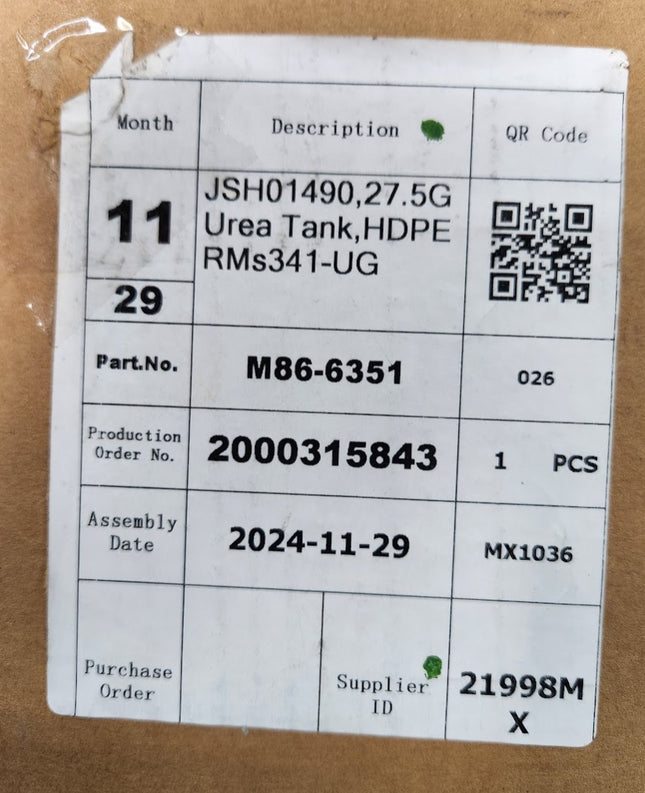 M86-6351 Diesel Exhaust Fluid DEF Medium Tank 27.5 Gallon Paccar Kenworth Peterbilt