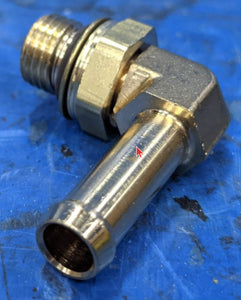 Brass Fitting Q169HBA-6-MI14 90 Degree Beaded Hose Barb Elbow to Metric Connector 3/8" M14 x 1.5 mm
