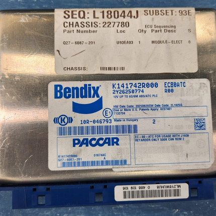 Genuine Bendix K141742R000 ECM ABS Control Module EC-80 Paccar Q27-6087-201