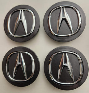 Acura Wheel Center Cap Honda 2 3/4” 2.75” Honda Charcoal Gray Chrome SET OF 4