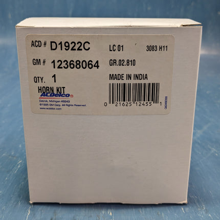 ACDelco D1922C 12V Horn Kit Bracket Low Tone GM 12368064 Klaxon 0057021
