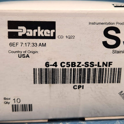 6-4-C5BZ-SS-LNF Parker Stainless Fitting 90 Degree Elbow Male O-Ring 3/8" (10) TEN PCS