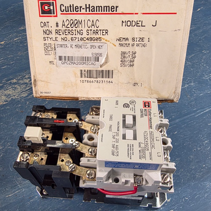 Cutler Hammer Non Reversing Starter A200M1CAC A200 Size 1 Open 3 Pole 120V 60HZ Coil