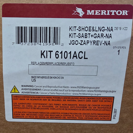 Meritor 14.5" x 10" Drum Brake Shoe and Lining Kit KIT6101ACL
