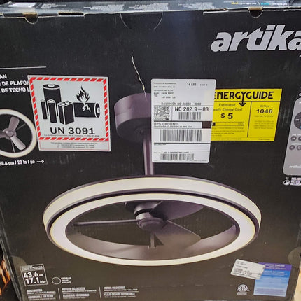 Artika Edwin 23" LED Chandelier Ceiling Fan Fandelier Black OPEN BOX