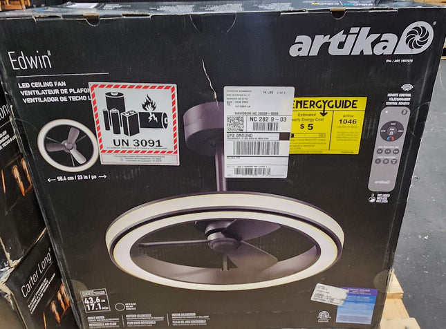 Artika Edwin 23" LED Chandelier Ceiling Fan Fandelier Black OPEN BOX