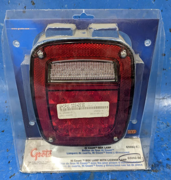 Grote Hi Count Square Box Red LED Lamp Light with License Window G5092-5