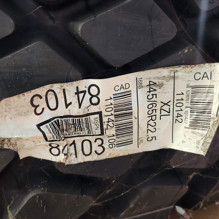 445/65R22.5 Michelin XZL 168G 20PR TL M+S 44565225 445 65 22.5 - getexcess