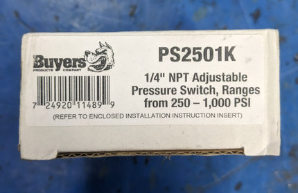 Buyers PS2501K 1/4 Inch NPT Adjustable Hydraulic Pressure Switch 250-1000 PSI